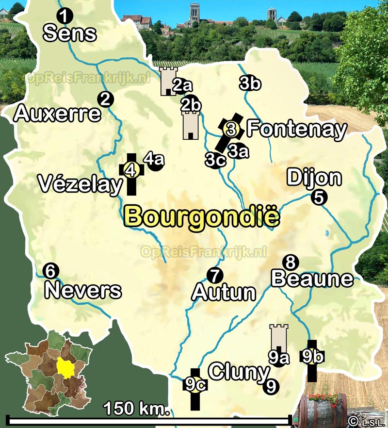 kaart Bourgondië