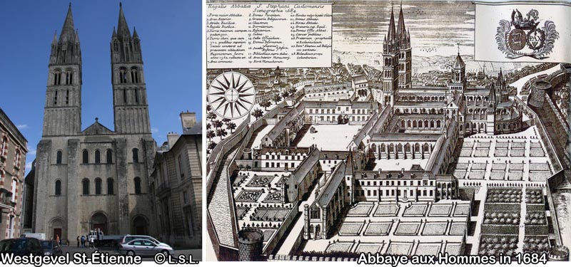 St-Etienne en de abdij in 1684 Caen