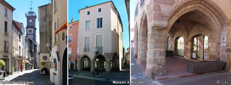 Issoire straat met zicht op Belfort en Maison a Arcades